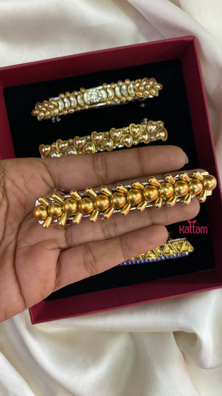 Kundan Hair Clip - Shades of Golden 3 - HC087