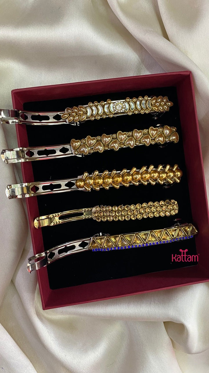 Kundan Hair Clip - Shades of Golden 3 - HC085