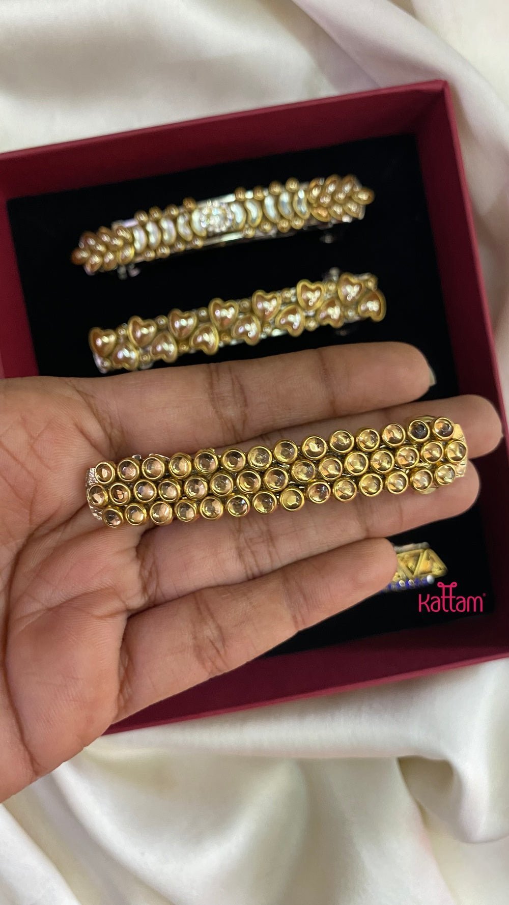 Kundan Hair Clip - Shades of Golden 3 - HC088