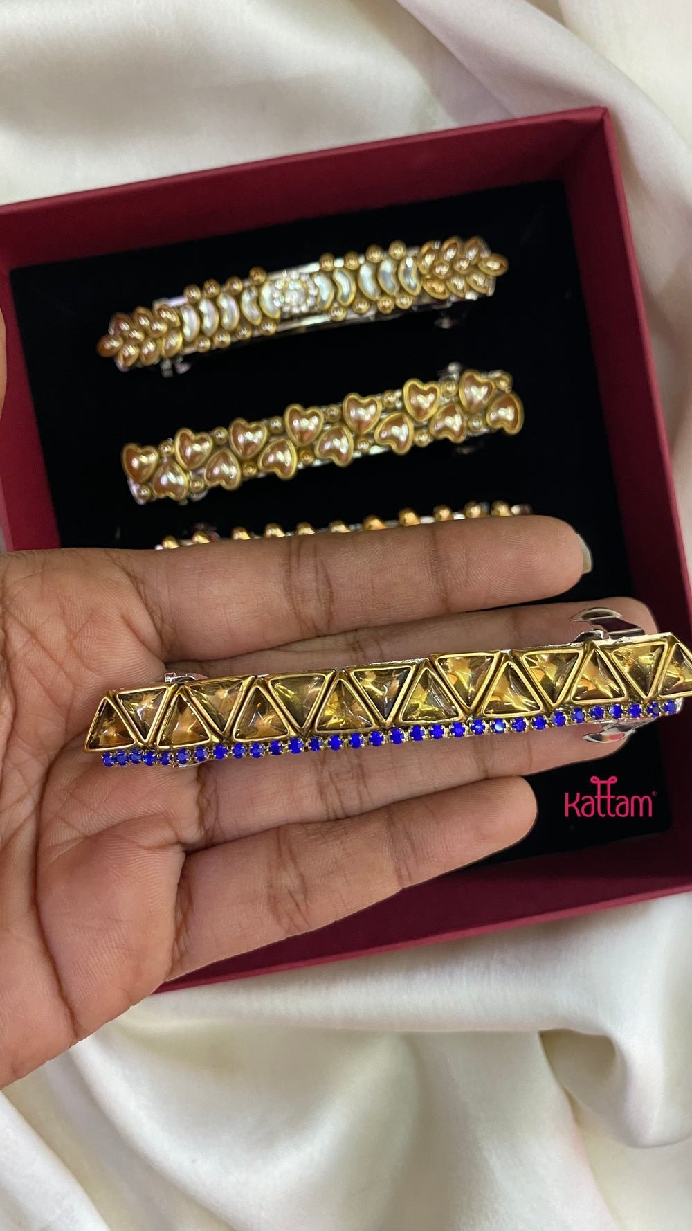 Kundan Hair Clip - Shades of Golden 3 - HC089