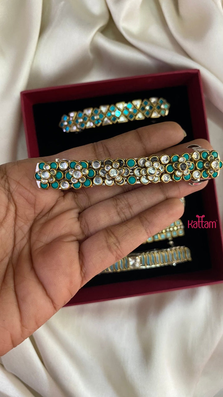 Kundan Hair Clip - Shades of Light Blue - HC073