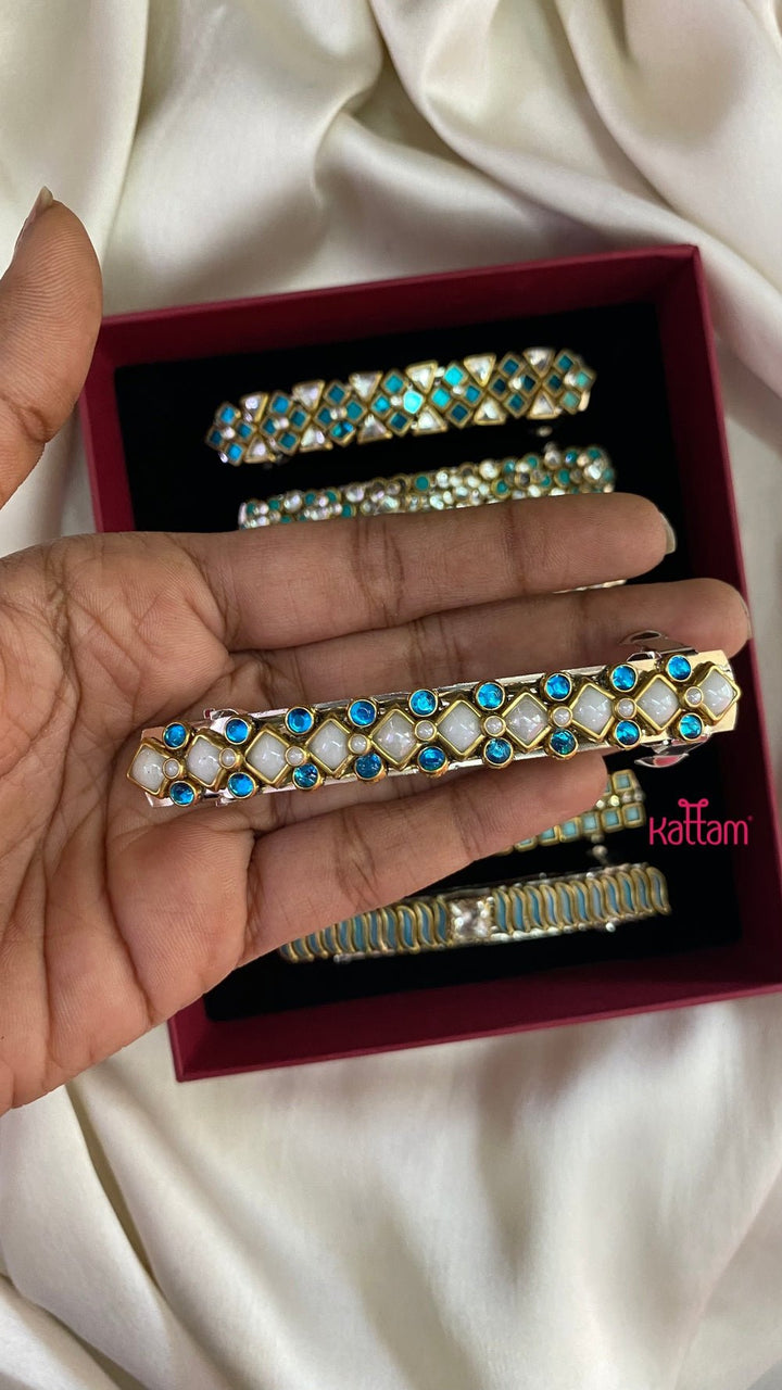 Kundan Hair Clip - Shades of Light Blue - HC071