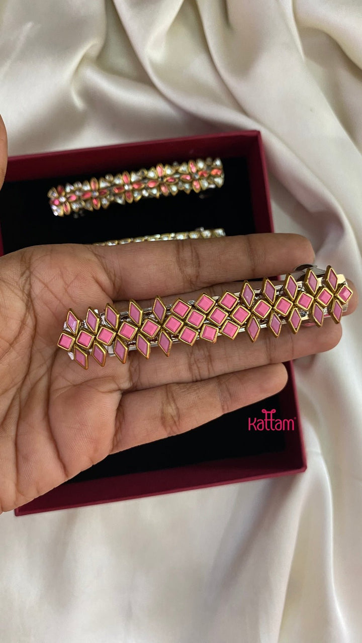 Kundan Hair Clip - Shades of Light Pink - HC045