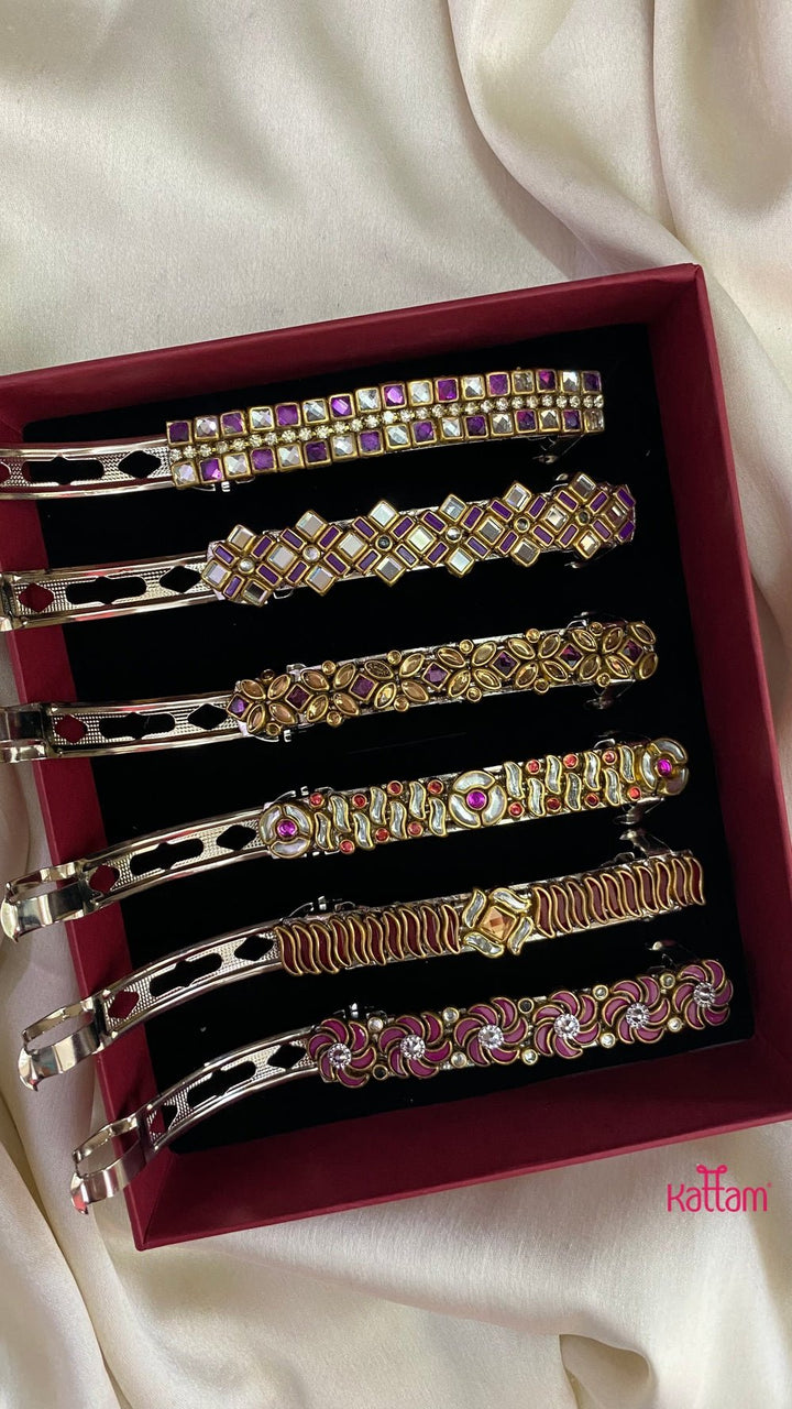 Kundan Hair Clip - Shades of Purple - HC051