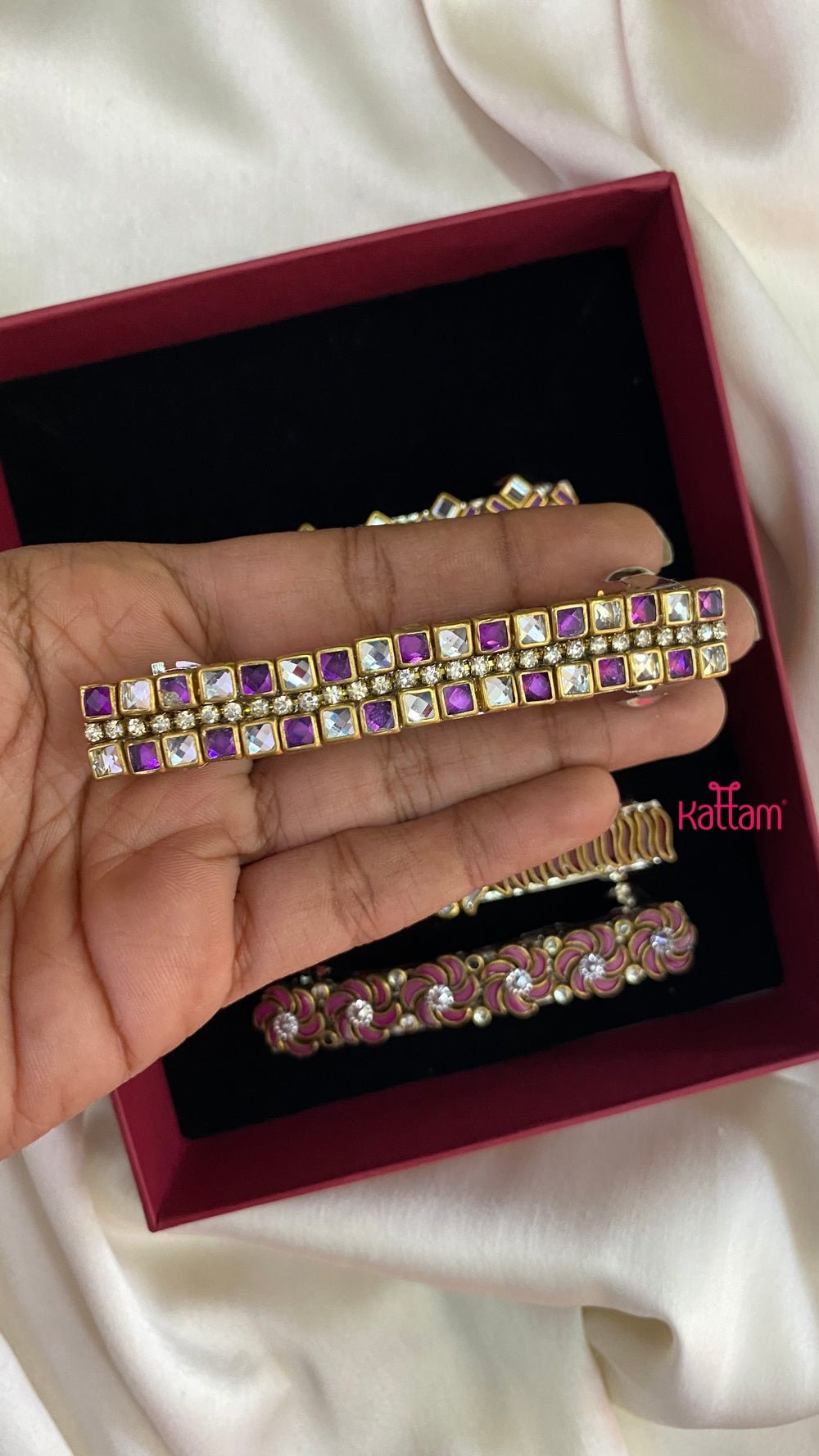 Kundan Hair Clip - Shades of Purple - HC051