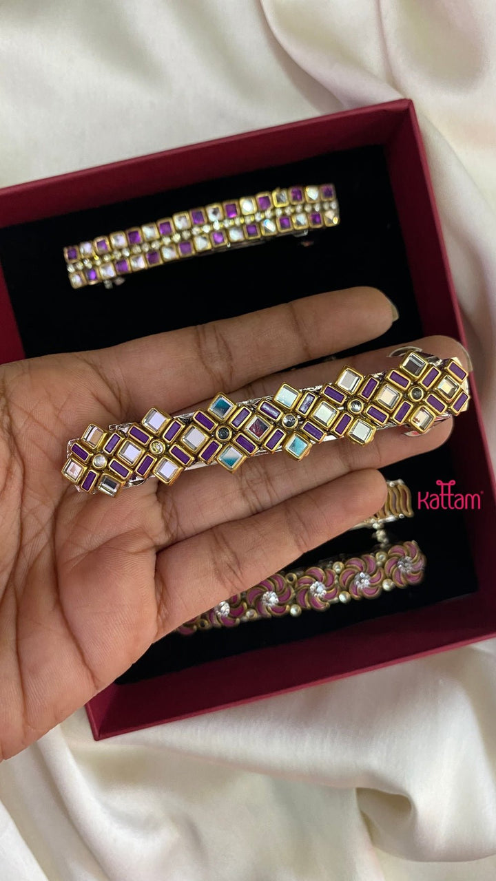 Kundan Hair Clip - Shades of Purple - HC052