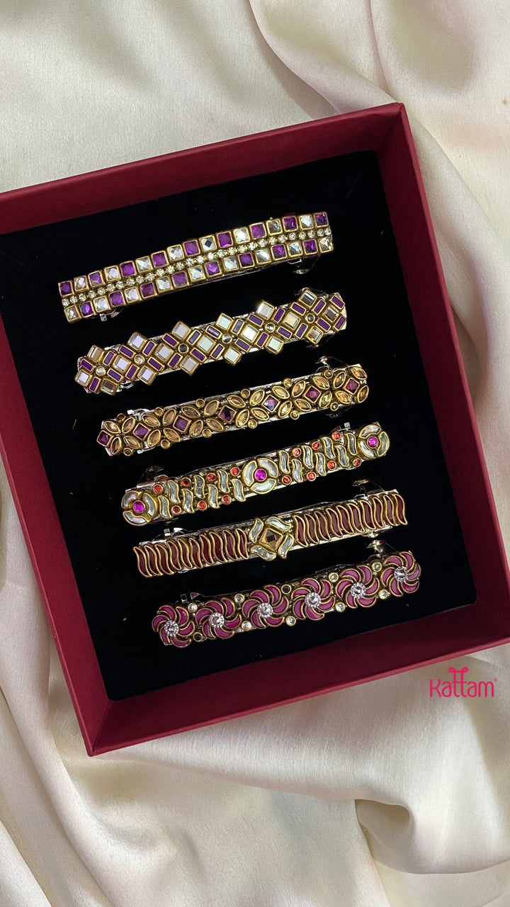 Kundan Hair Clip - Shades of Purple - HC051