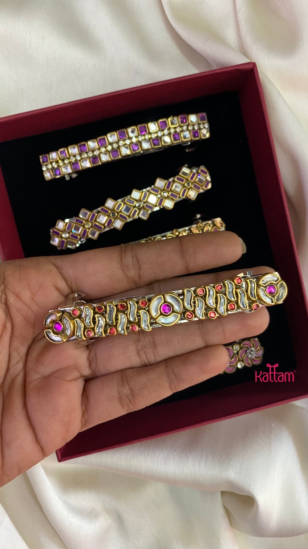 Kundan Hair Clip - Shades of Purple - HC054