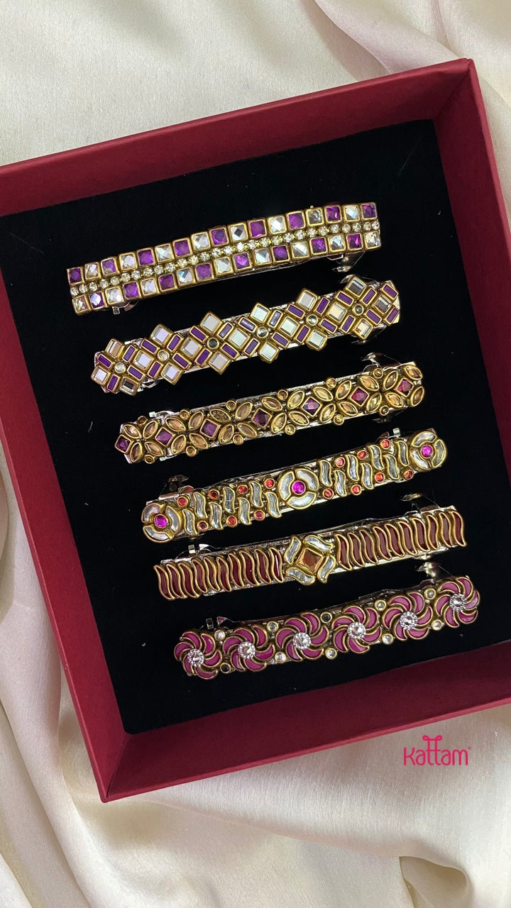 Kundan Hair Clip - Shades of Purple - HC056