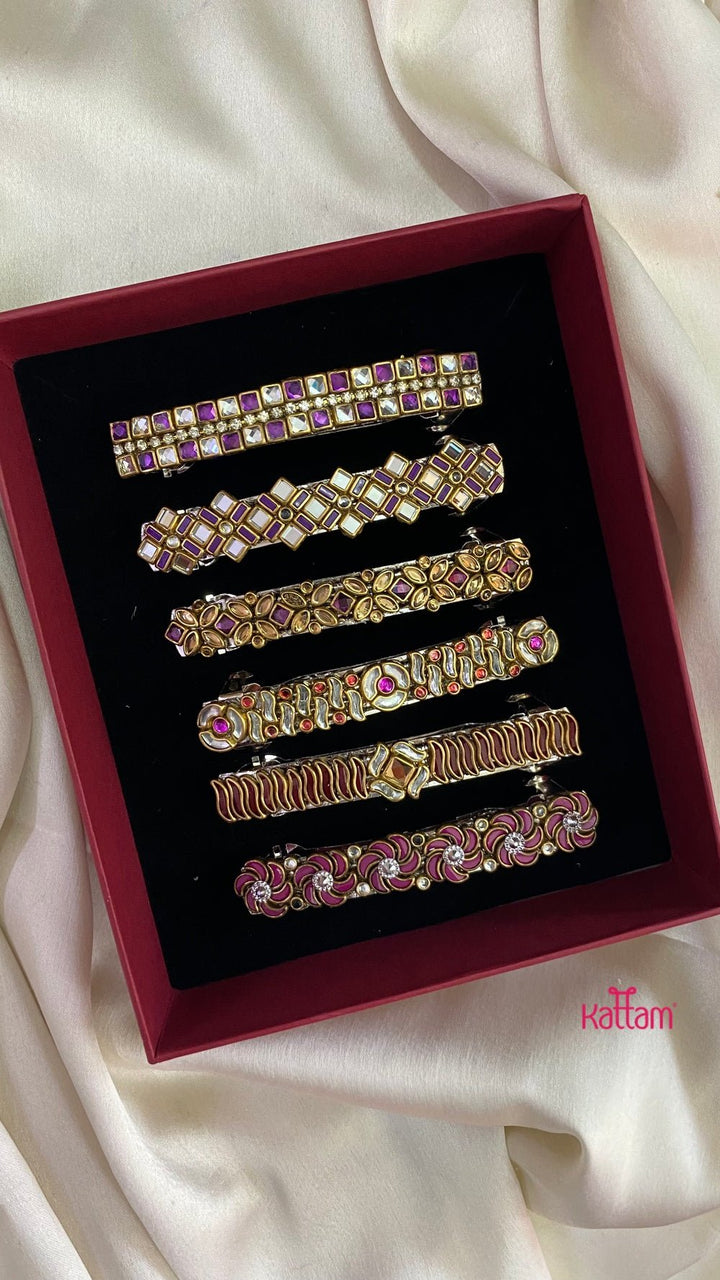 Kundan Hair Clip - Shades of Purple - HC051