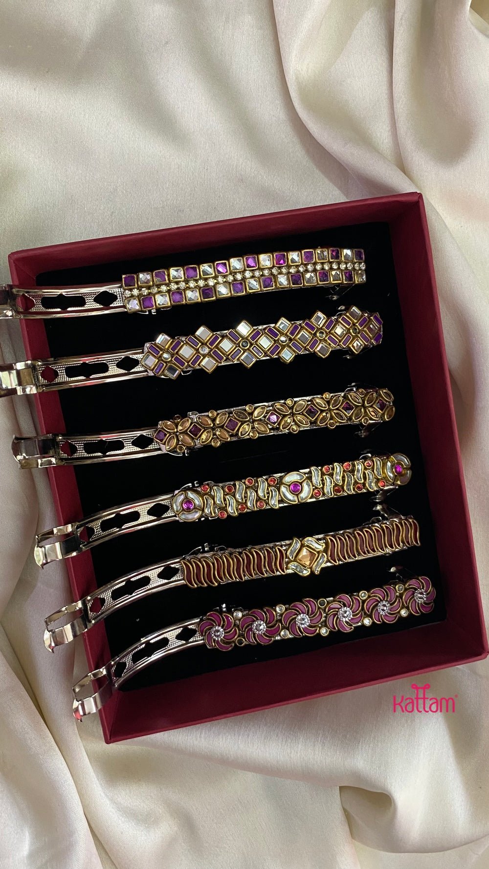 Kundan Hair Clip - Shades of Purple - HC056