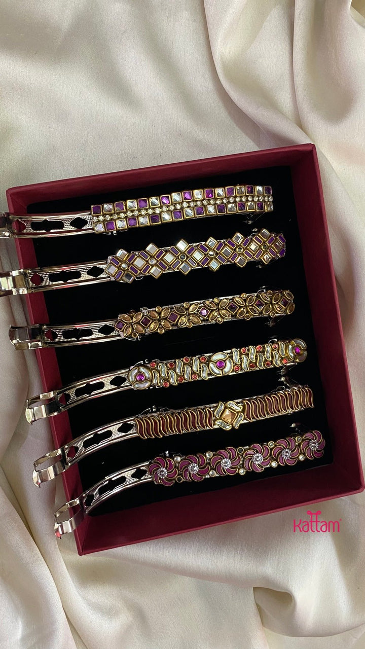 Kundan Hair Clip - Shades of Purple - HC056