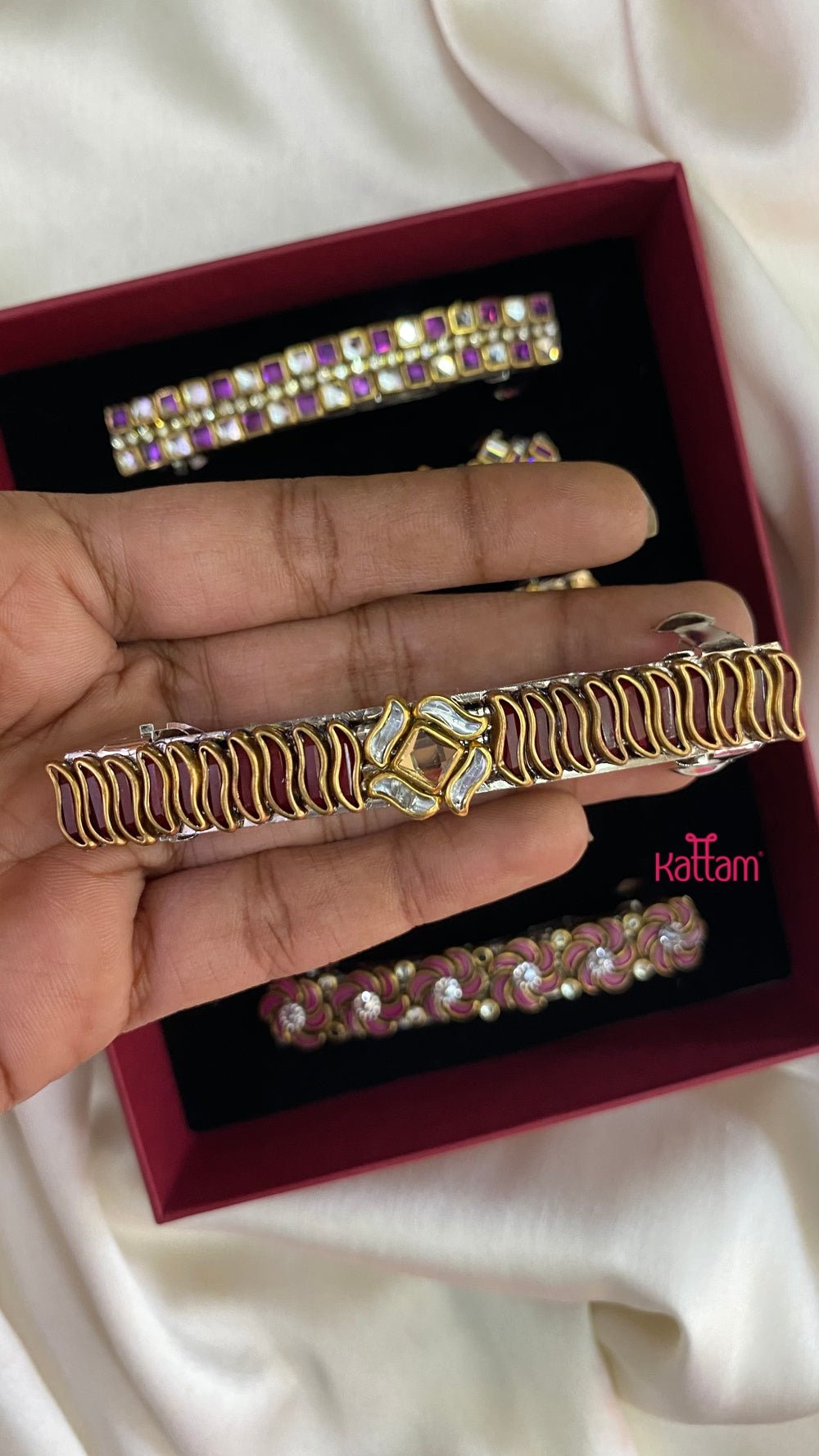 Kundan Hair Clip - Shades of Purple - HC055