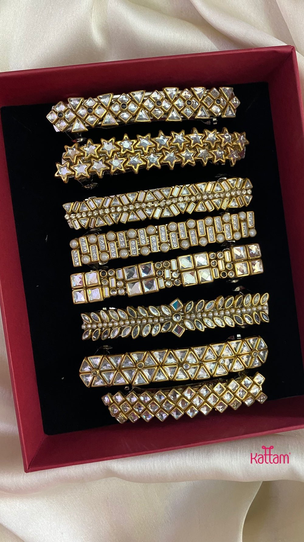 Kundan Hair Clip - White Stone - HC105