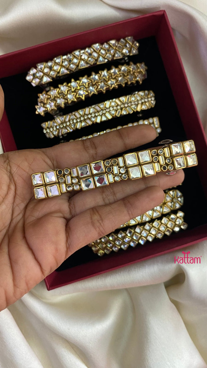 Kundan Hair Clip - White Stone - HC102