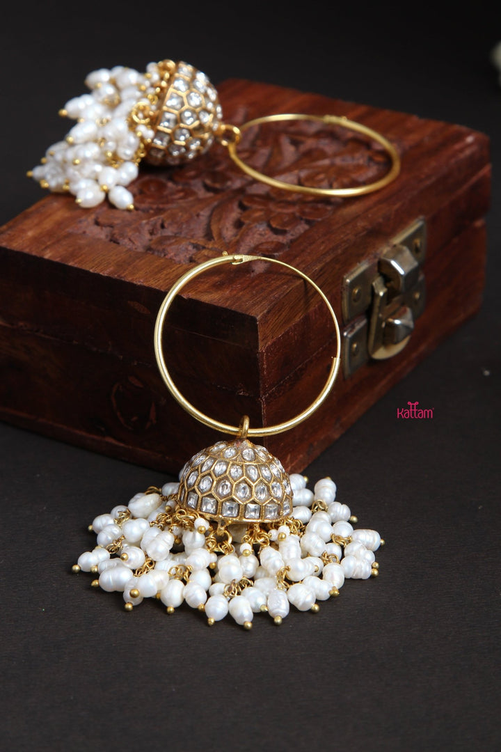 Kundan Hoop Pearl Jhumka - E157