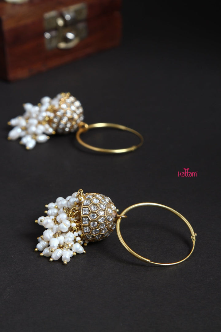 Kundan Hoop Pearl Jhumka - E157