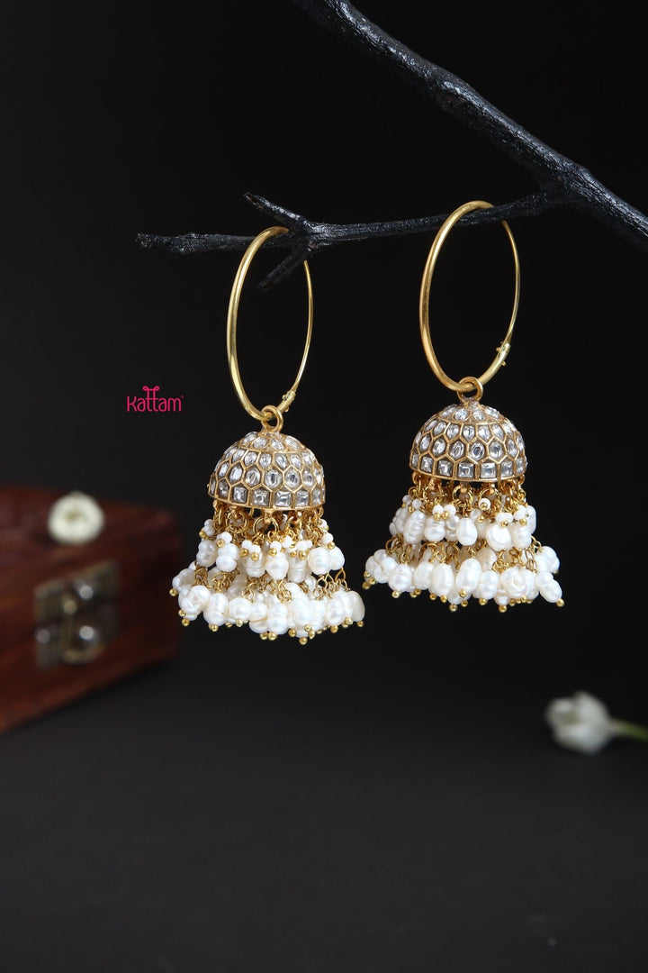 Kundan Hoop Pearl Jhumka - E157
