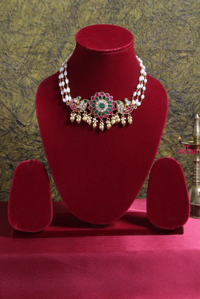 Kundan Jadau Floral Peacock Choker - N1705