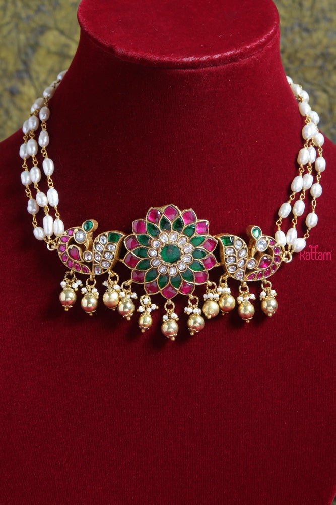 Kundan Jadau Floral Peacock Choker - N1705