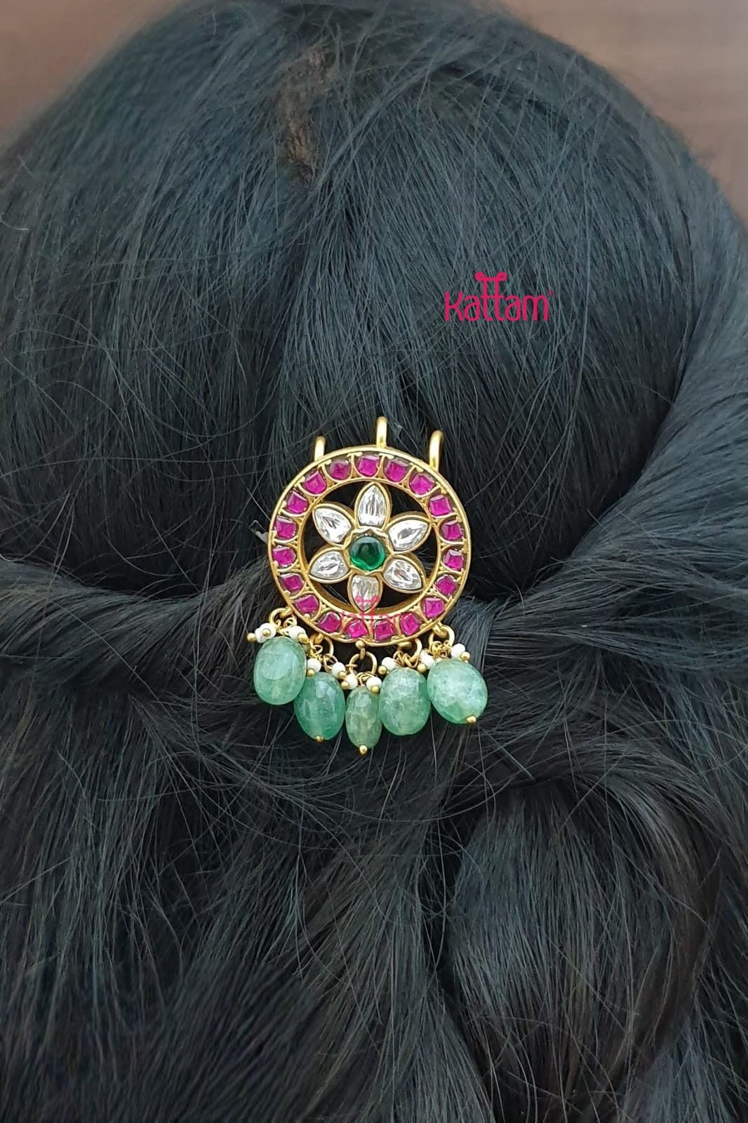 Kundan Jadau Flower Bun Billai - JB097