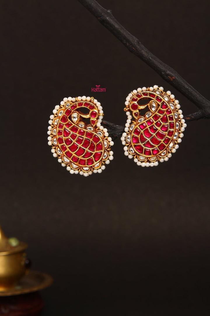 Kundan Jadau Handcrafted Peacock Stud - E034