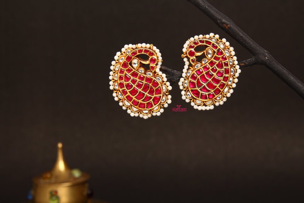 Kundan Jadau Handcrafted Peacock Stud - E033