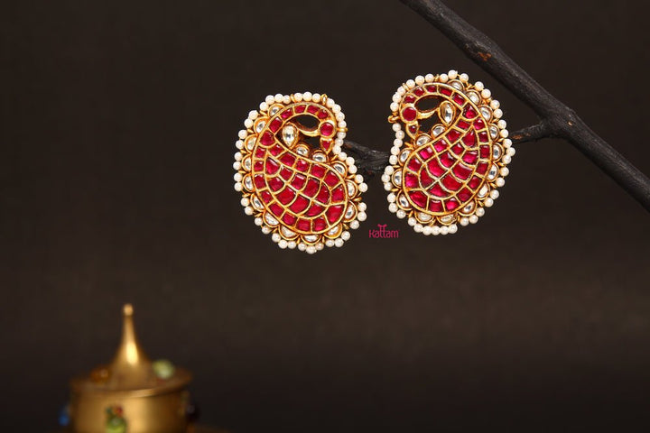 Kundan Jadau Handcrafted Peacock Stud - E033