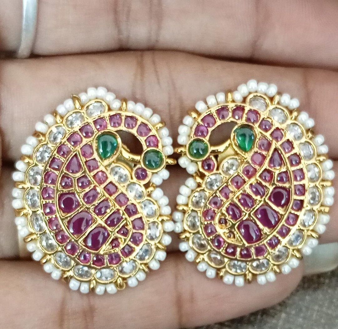 Kundan Jadau Handcrafted Peacock Stud - E036(RG)