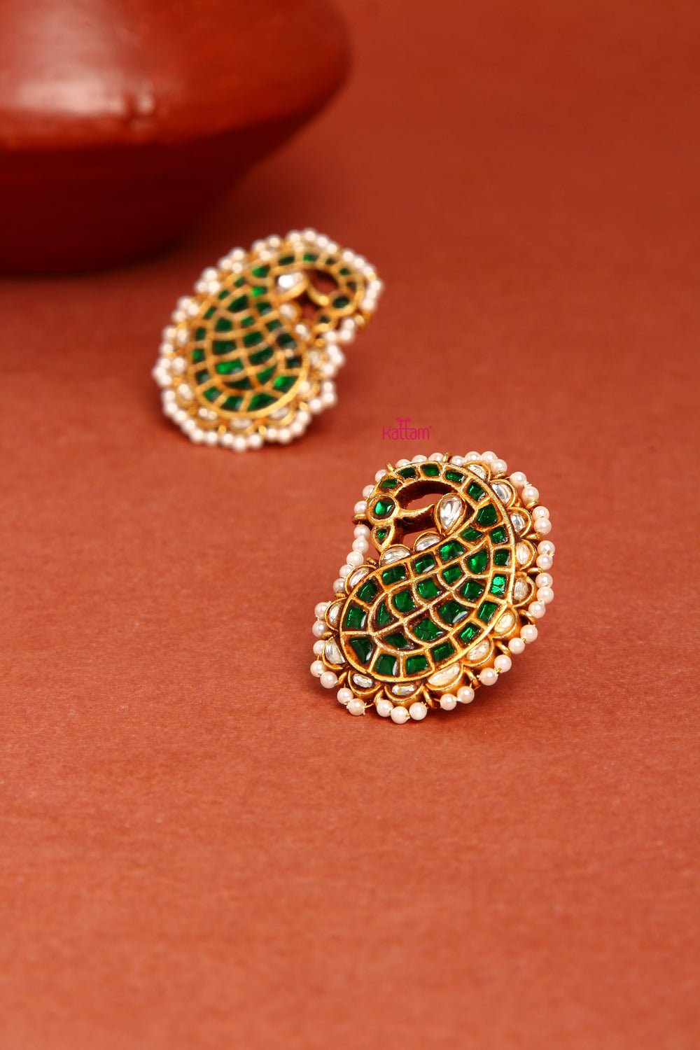 Kundan Jadau Handcrafted Peacock Stud - E033