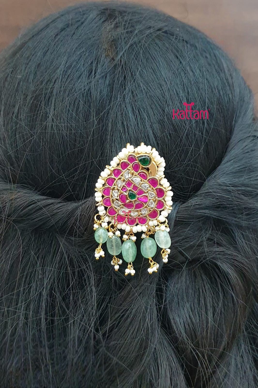 Kundan Jadau Paisley Bun Billai - JB096