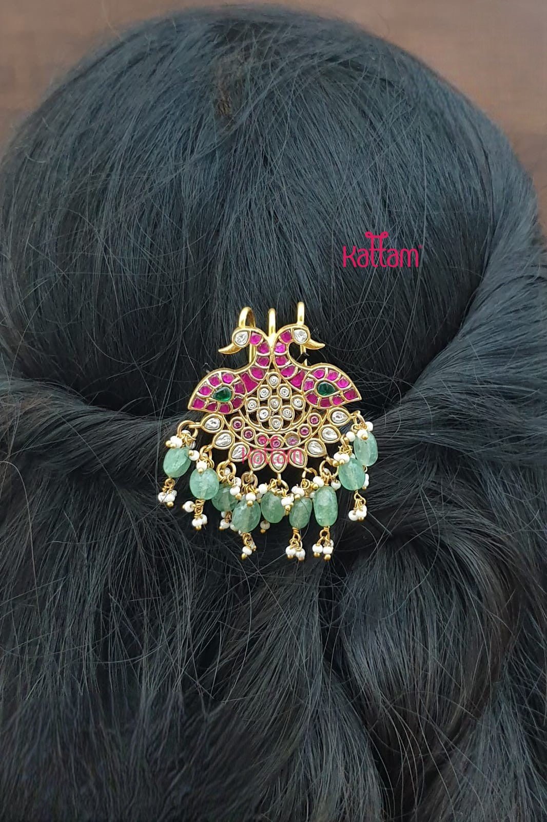 Kundan Jadau Peacock Bun Billai - JB098
