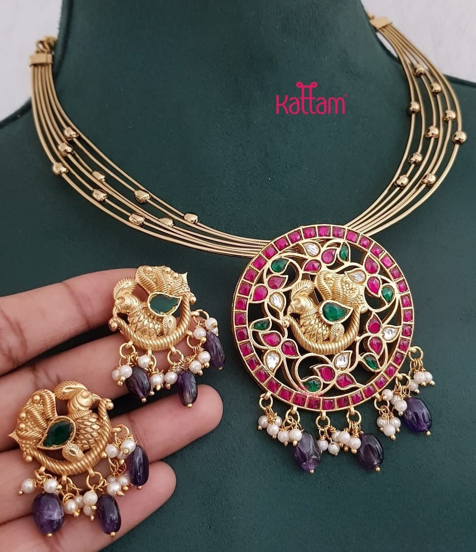 Kundan Jadau Peacock Hasli Choker - N3665
