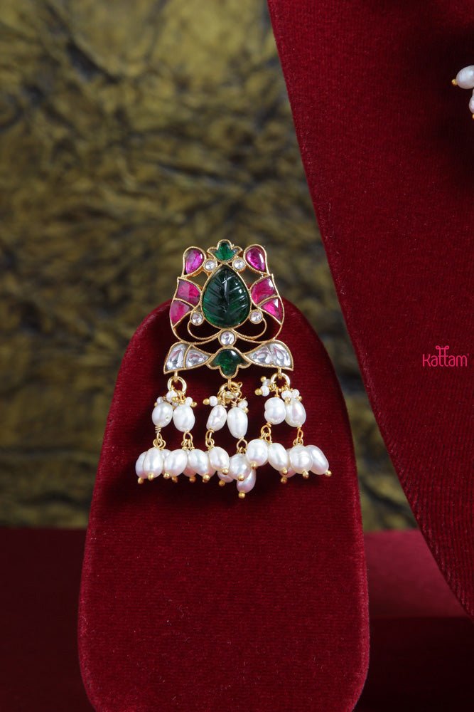 Kundan Jadau Rice Pearl Rectangle Choker - N1717