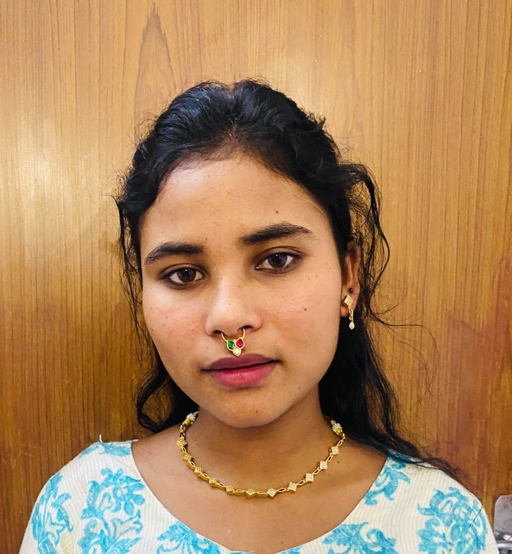 Kundan leafy Drop Septum Nosepin - SP12-NP260