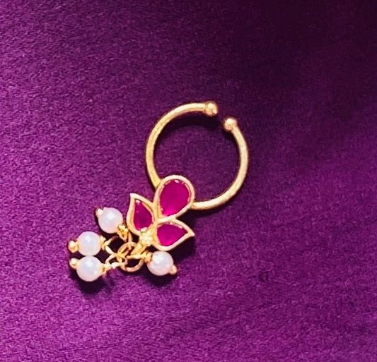 Kundan Leafy Pearl Septum Nosepin - SP17-NP290