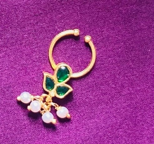 Kundan Leafy Pearl Septum Nosepin - SP17-NP293
