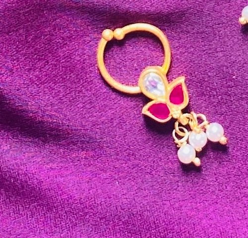 Kundan Leafy Pearl Septum Nosepin - SP17-NP291