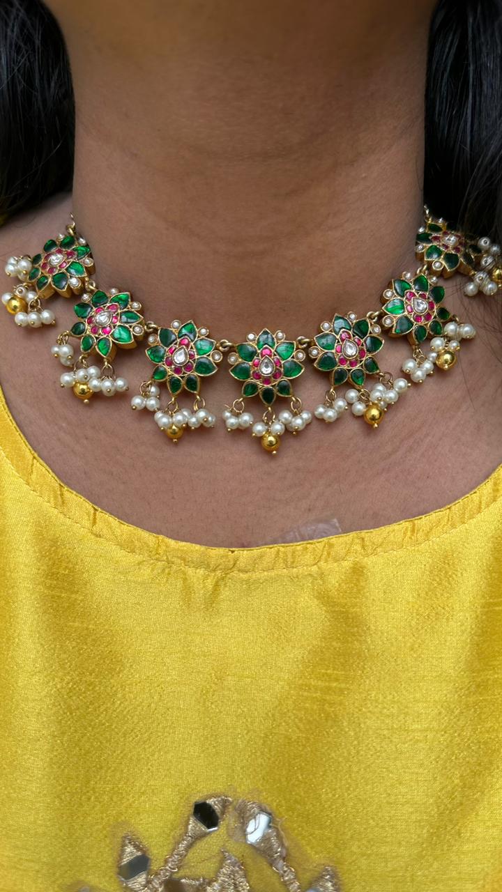 Kundan Lotus Choker (No Earrings) - N1269