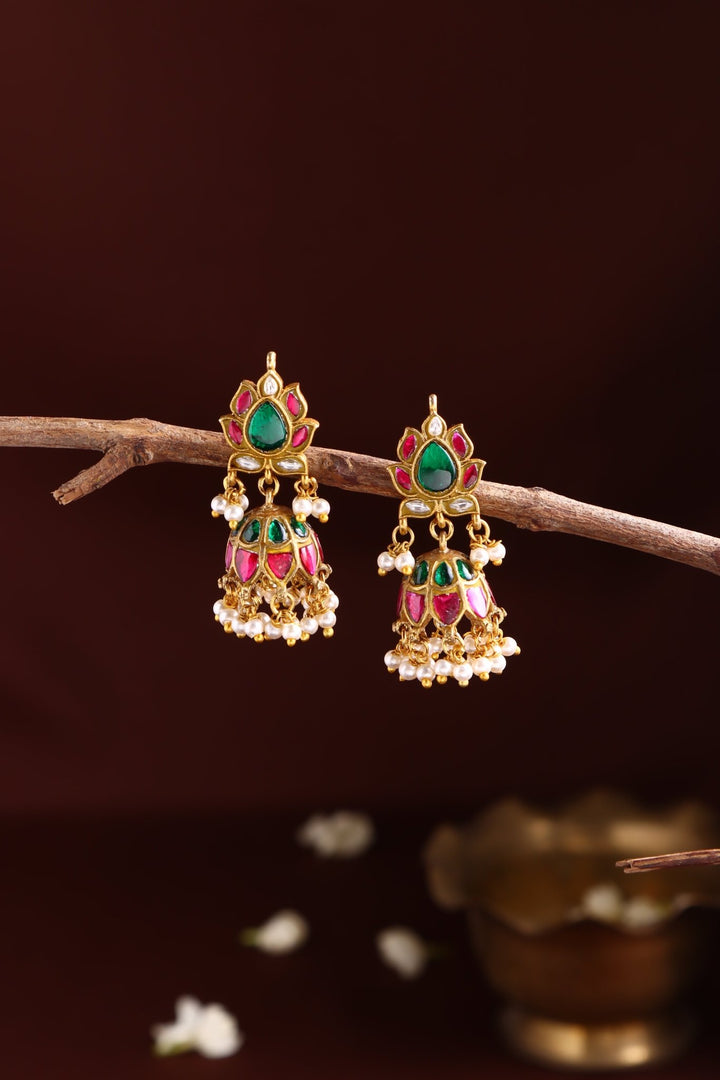 Kundan lotus Jhumka - E1428