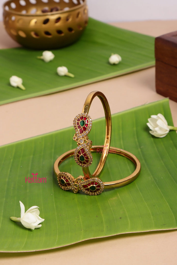 Kundan Manga Bangle ( set of 2 ) - B552 - V4