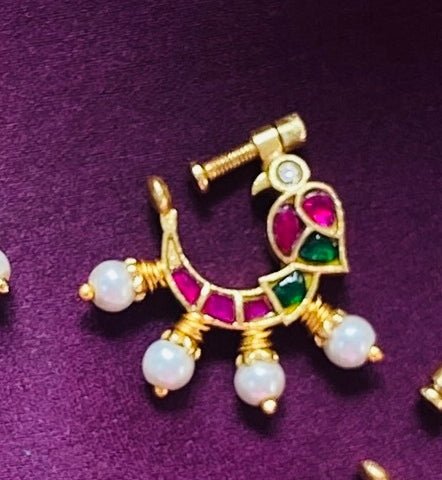 Kundan Parrot Nose Ring Nath - NP28-NP196