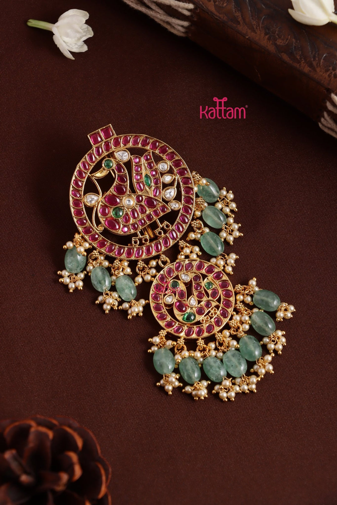 Kundan Peacock Beaded Choti - Design 8 - JB140