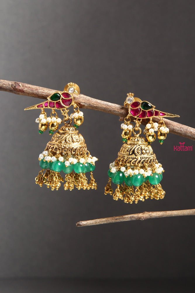 Kundan Peacock Jhumka - E221