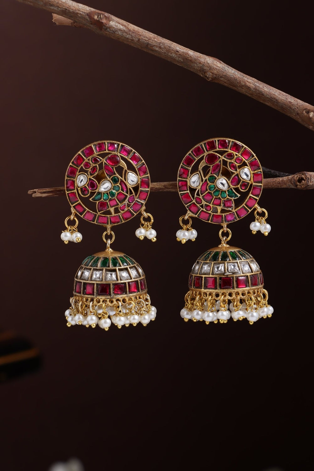 Kundan Peacock Jhumka - E1277