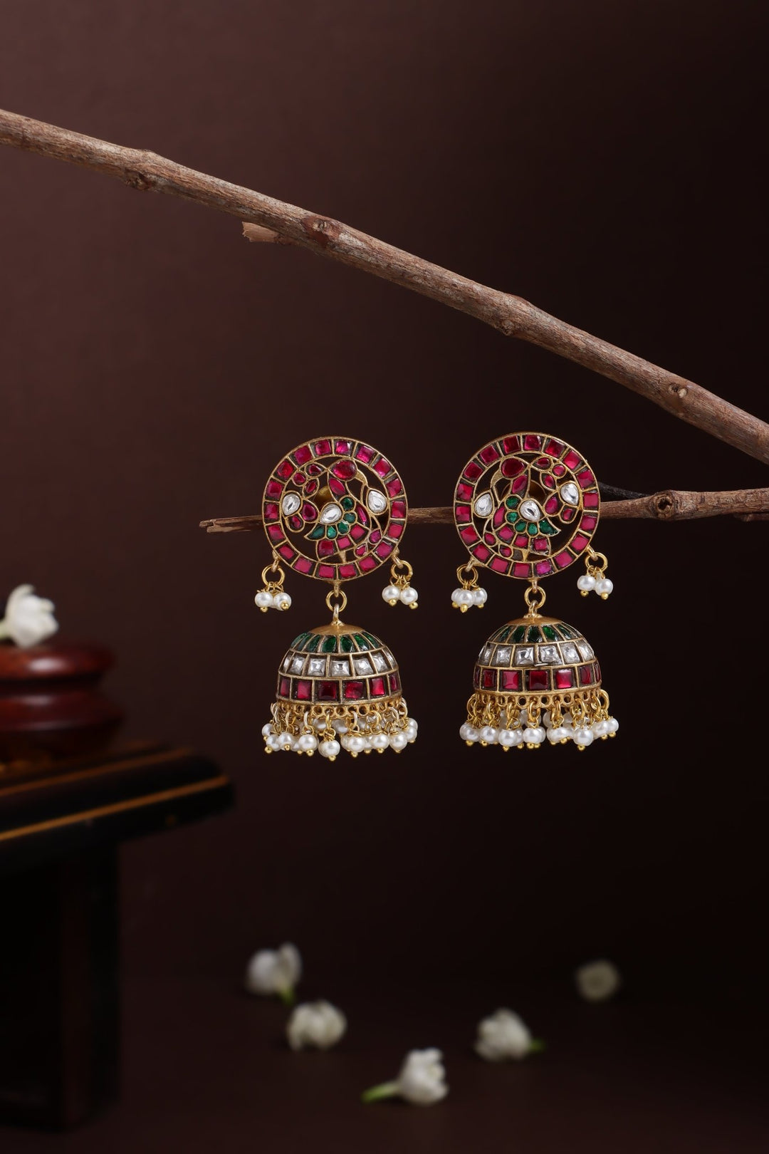 Kundan Peacock Jhumka - E1277