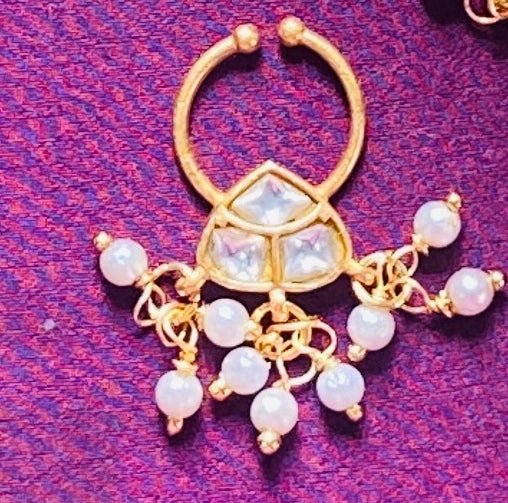 Kundan Pearls Septum Nosepin - SP16-NP289