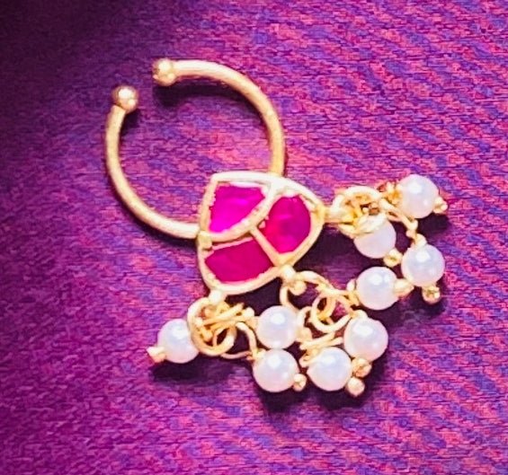 Kundan Pearls Septum Nosepin - SP16-NP284