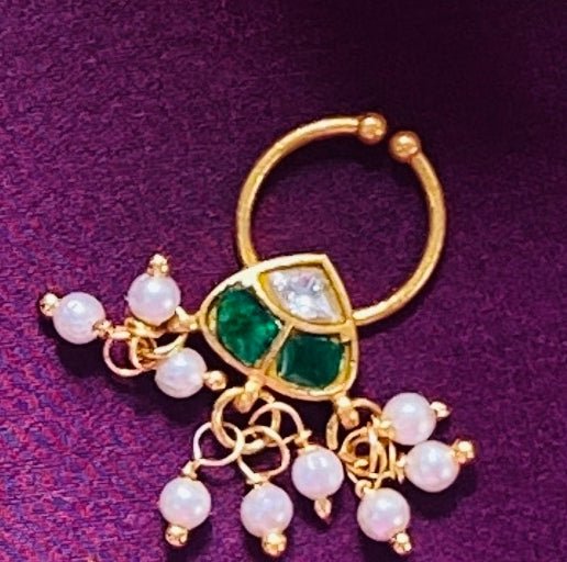 Kundan Pearls Septum Nosepin - SP16-NP288