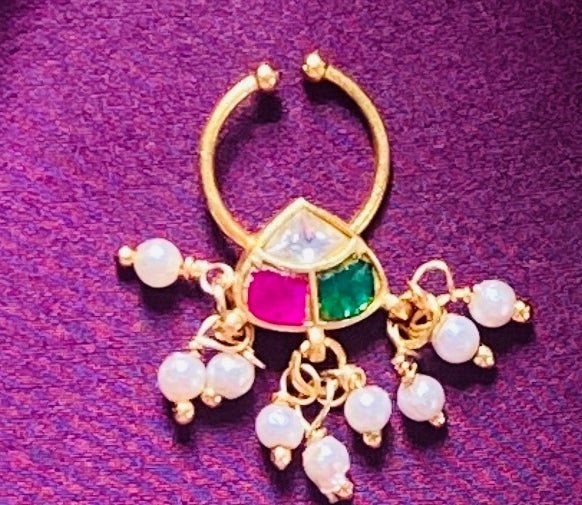 Kundan Pearls Septum Nosepin - SP16-NP286